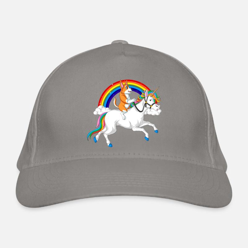 Corgi reitet Einhorn Bio-Baseballkappe