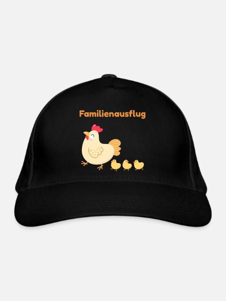 Familienausflug – Süße Hühnerfamilie - Bio-Baseballkappe - Schwarz - Vorne