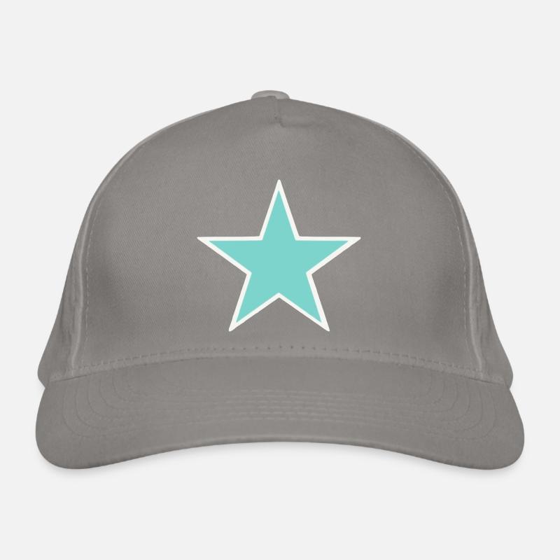 Turquoise star with white border Organic Baseball Cap