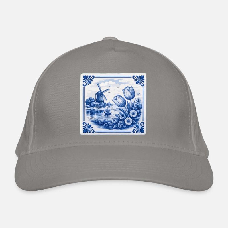 Tulipes et moulin à vent de Delft Casquette classique bio