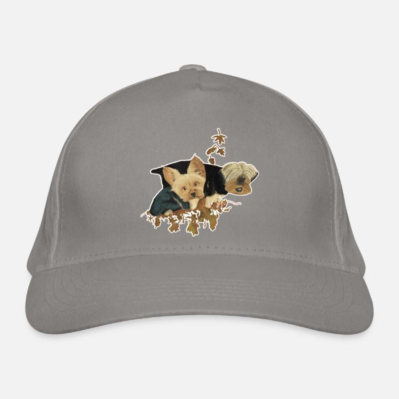 Yorkshirehunde im Herbstlaub Bio-Baseballkappe
