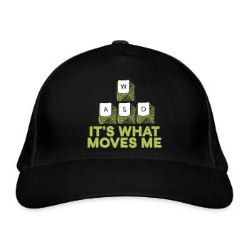 WASD Motivationsspruch - Bio-Baseballkappe - Schwarz - Vorne