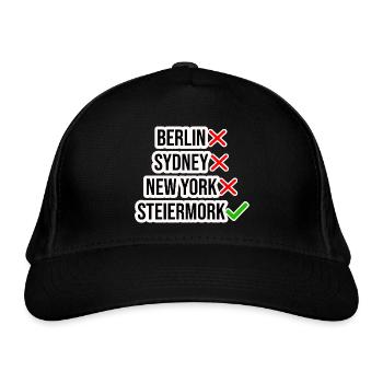 Steiermark T-Shirt für Steirer und Urlauber - Bio-Baseballkappe - Schwarz - Vorne
