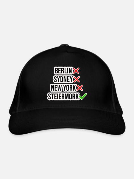 Steiermark T-Shirt für Steirer und Urlauber - Bio-Baseballkappe - Schwarz - Vorne