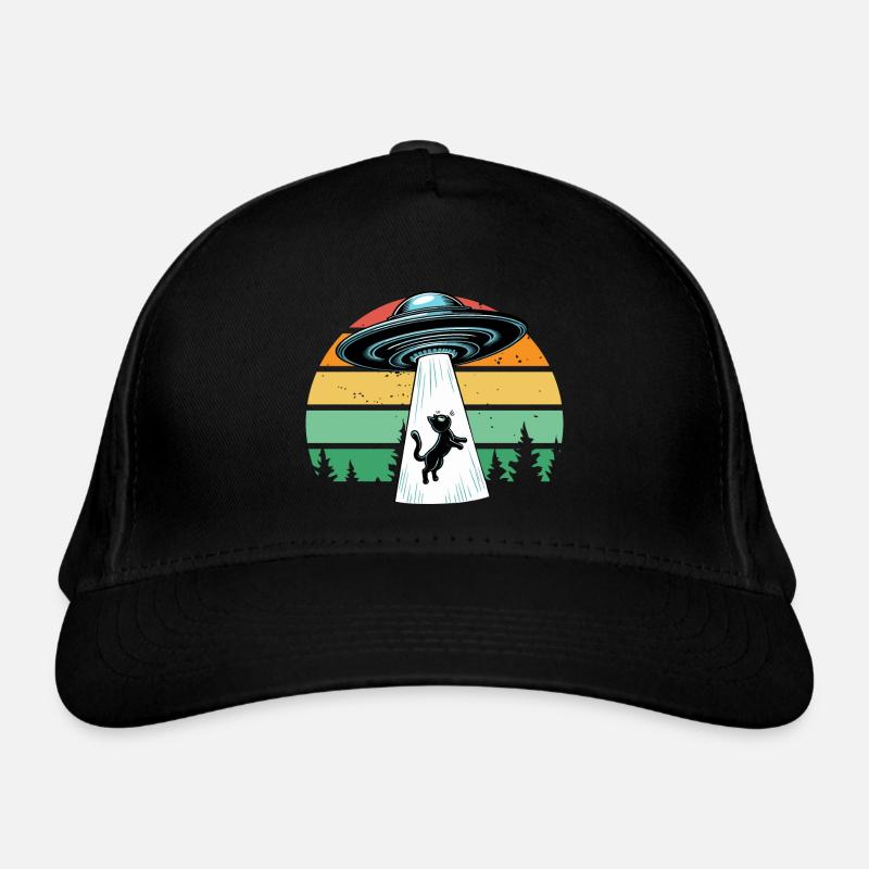 Chat OVNI Espace Vaisseau Spatial Rétro Faisceau Drôle Casquette classique bio