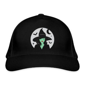 Grüne Hexe, Halloween - Bio-Baseballkappe - Schwarz - Vorne