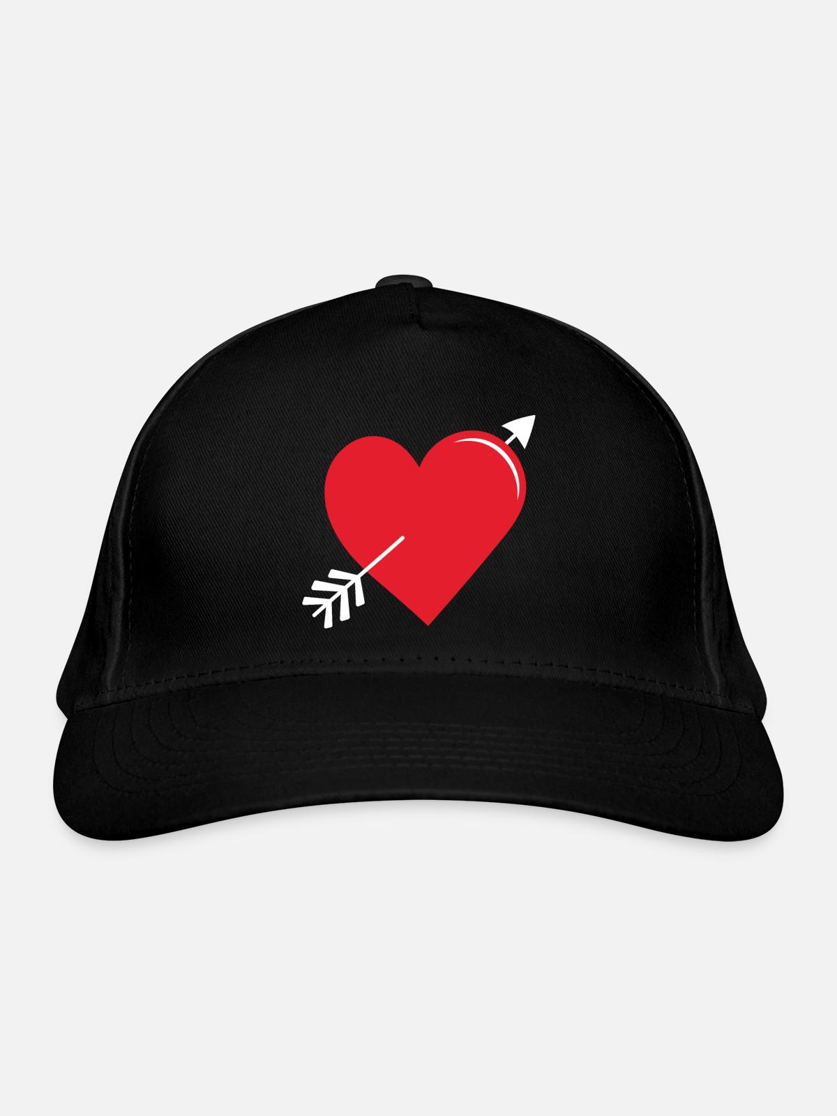 Flèche Coeur Rouge - Casquette classique bio - noir - Devant