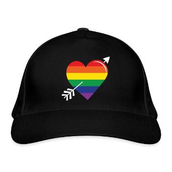 Arrow Rainbow Heart Pride - Organic Baseball Cap - black - Front