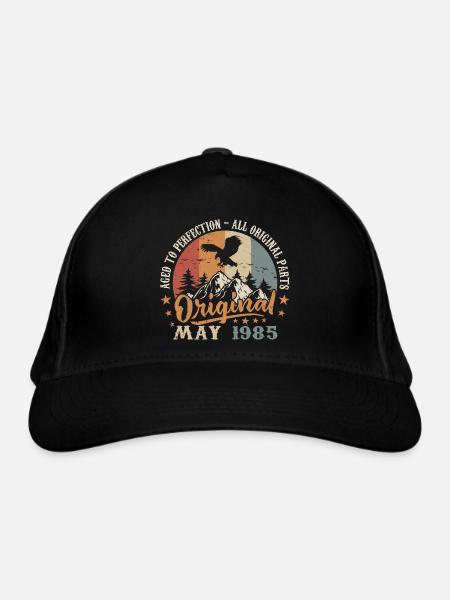 Mai 1985 Geburtstagsgeschenk 1985 Mai - 1985 Mai - Bio-Baseballkappe - Schwarz - Vorne