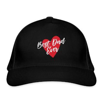 Bestes Papa-Herz aller Zeiten - Bio-Baseballkappe - Schwarz - Vorne