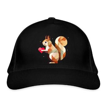 Écureuil avec du cœur – Aimer pour la Saint-Valentin - Casquette classique bio - noir - Devant