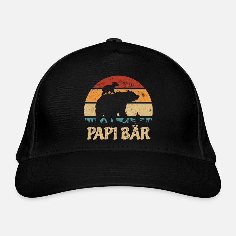 Papi Bär mit Kind - Vatertag - Vintage Geschenk Bio-Baseballkappe