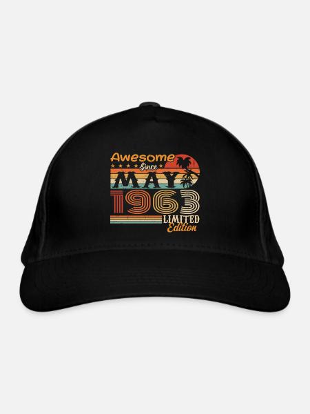 Mai 1963 - Jahrgang 1963 Jubiläum - Mai 1963 - Bio-Baseballkappe - Schwarz - Vorne