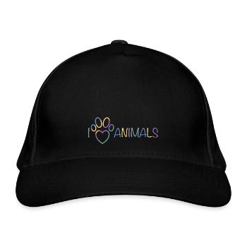 I Love Animals - Organic Baseball Cap - black - Front