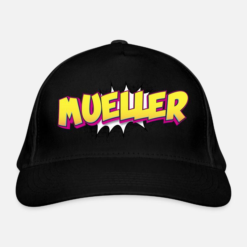 Mueller Custom Name Comic Book Style Pop Art, Organic Baseball Cap