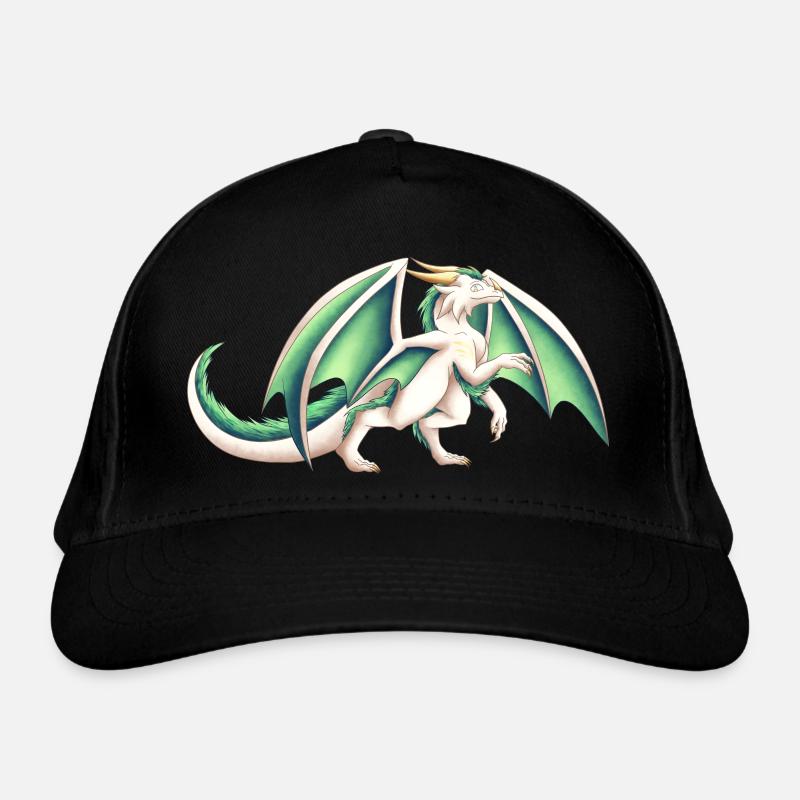 Weißer Drache - Bio-Baseballkappe - Schwarz