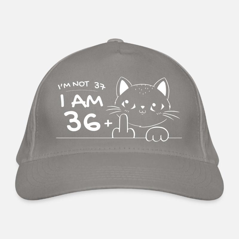 I'm Not 37, I Am 36 Plus 1 Middle Finger Cat Flip Organic Baseball Cap