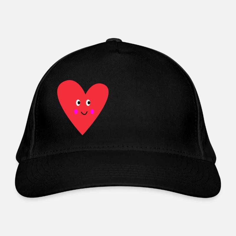 Süßes Herz mit Gesicht zum Valentinstag Liebe Bio-Baseballkappe
