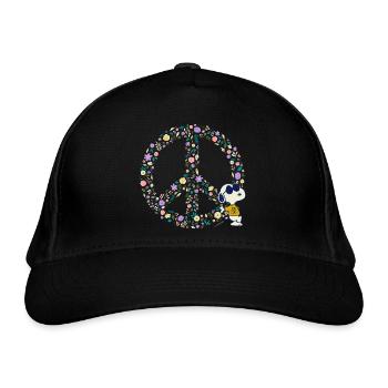 Peanuts Snoopy Peace Zeichen Frieden - Bio-Baseballkappe - Schwarz - Vorne