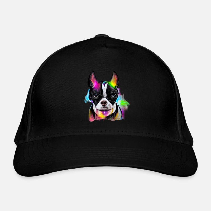Boston Terrier Design in Farbe - Bio-Baseballkappe - Schwarz