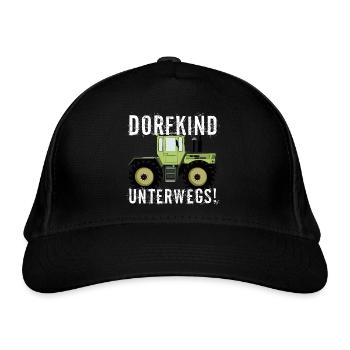 Dorfkind unterwegs - Unimog - MB Trac - Oldtimer - Bio-Baseballkappe - Schwarz - Vorne
