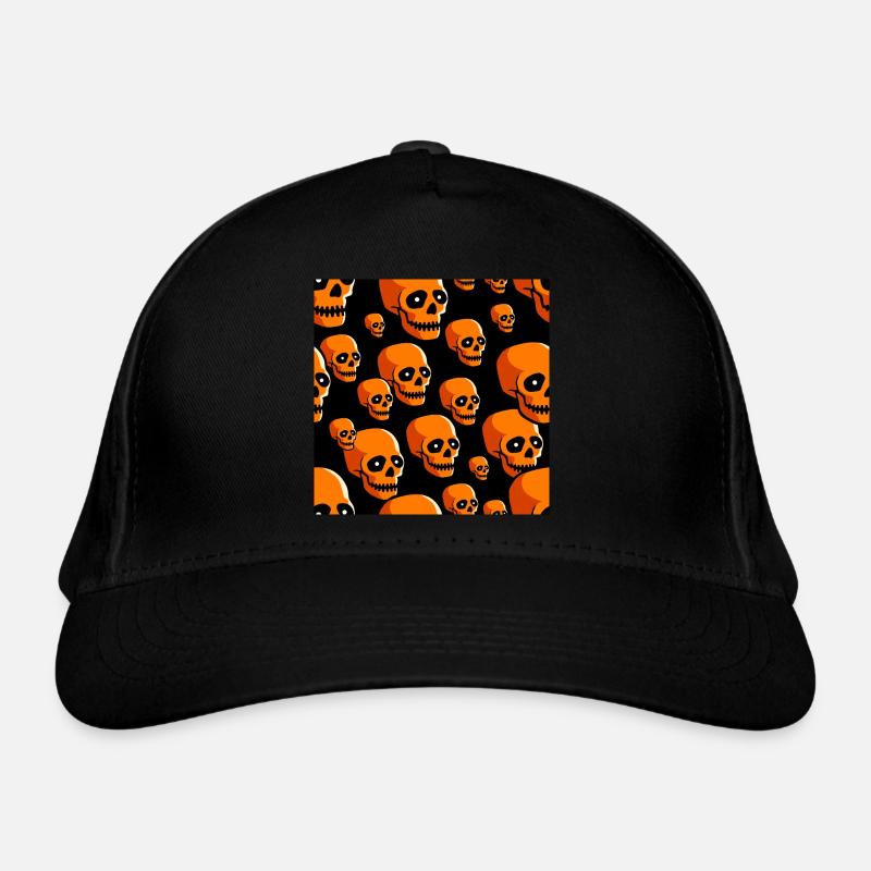 Totenköpfe Muster Halloween Schwarz & Orange Kürbis Bio-Baseballkappe