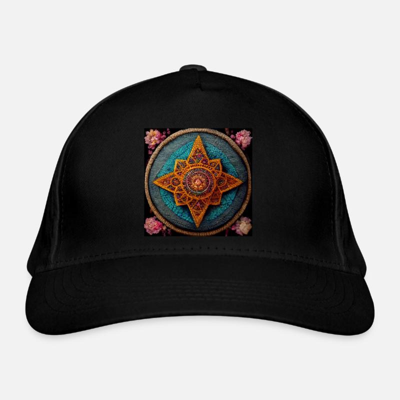 Boho Mandala Abstract - Bio-Baseballkappe - Schwarz