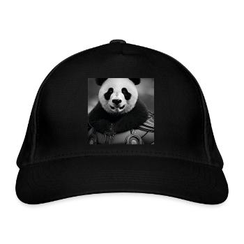 Panda soldier and his armor - Organic Baseball Cap - black - Front