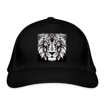 Portrait lion symétrie - Casquette classique bio - noir - Devant