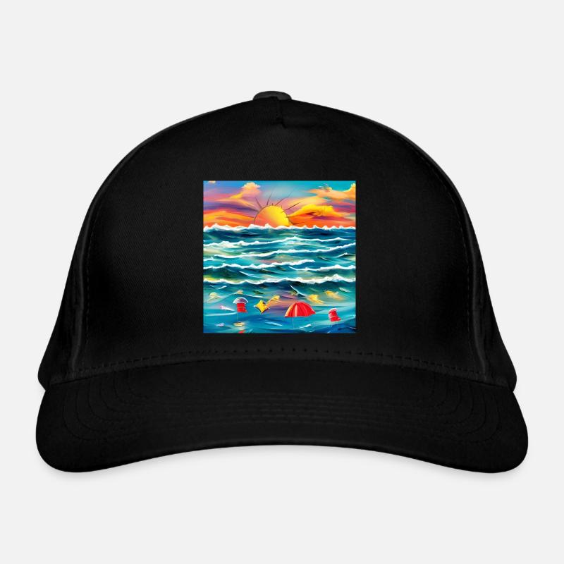 summer with parents at sea side Organic Baseball Cap