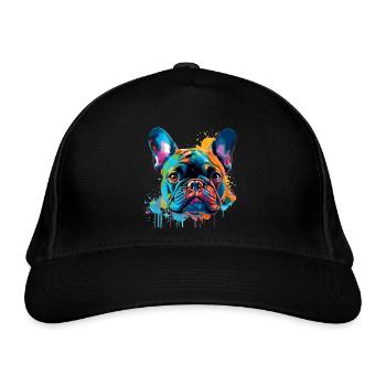 Bunte französische Bulldogge - Bio-Baseballkappe - Schwarz - Vorne
