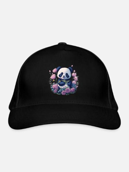 Panda - Bio-Baseballkappe - Schwarz - Vorne