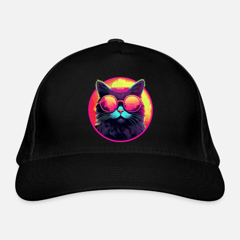 Le chat avec des lunettes de soleil pense que les années 80 sont cool Casquette classique bio