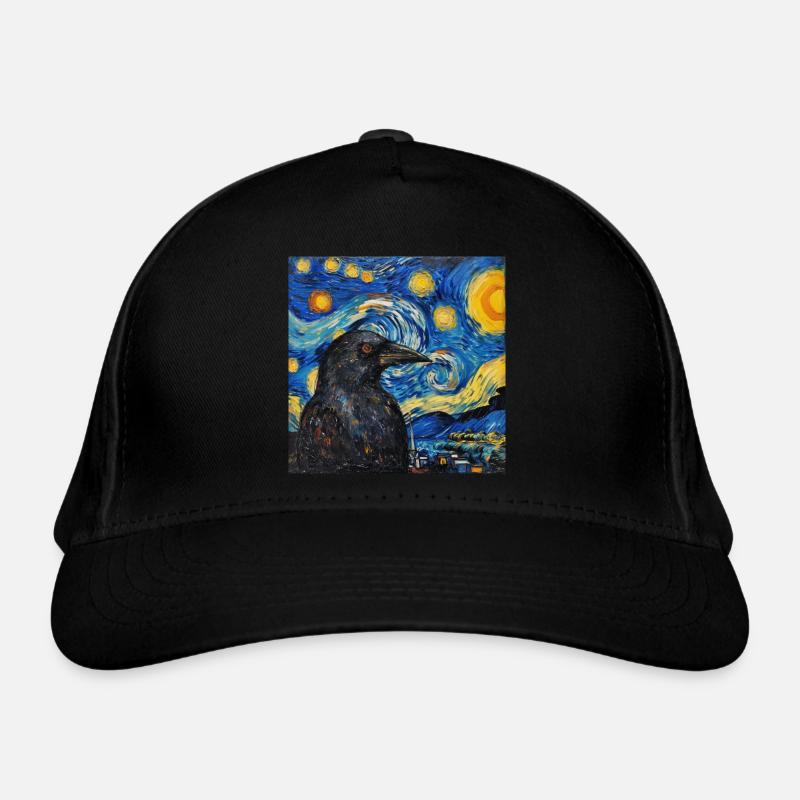 Corbeau, Oiseau, Van Gogh, Nuit étoilée Casquette classique bio