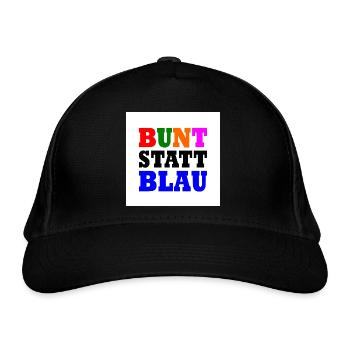Bunt statt blau - Bio-Baseballkappe - Schwarz - Vorne