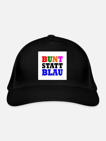 Bunt statt blau - Bio-Baseballkappe - Schwarz - Vorne