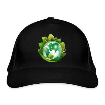 Planet Erde, Mutter Natur - Bio-Baseballkappe - Schwarz - Vorne