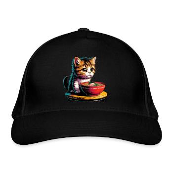 Chat Ramen Kawaii Anime - Casquette classique bio - noir - Devant