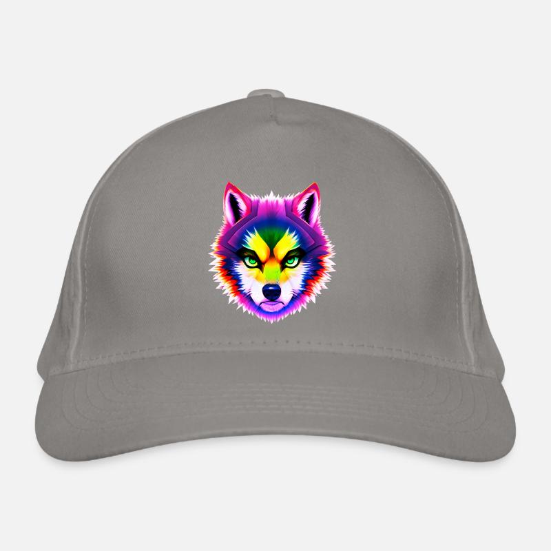 Mystischer Regenbogen Wolf Kopf Bio-Baseballkappe