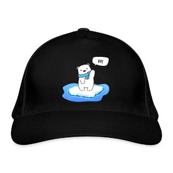 Kleiner Eisbär auf schmelzendem Eis - Bye - Bio-Baseballkappe - Schwarz - Vorne