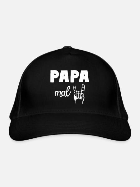 Papa mal Zwei 2 Kinder Rocker Vater - Bio-Baseballkappe - Schwarz - Vorne