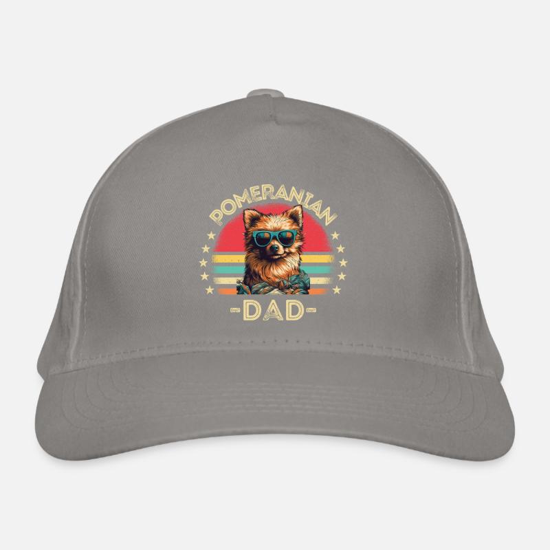 Miniature spitz with sunglasses dad retro Organic Baseball Cap