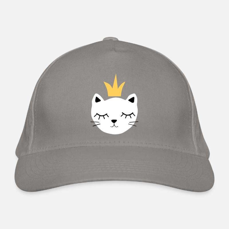 Weiße Katze mit Krone Bio-Baseballkappe