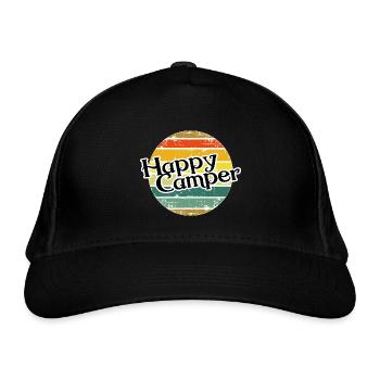 Happy Camper / Retro Vintage Camper Camping - Organic Baseball Cap - black - Front