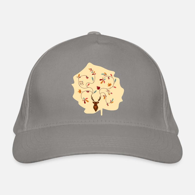 Hirsch im Herbst Geschenk Idee Geweih mit Blättern Bio-Baseballkappe