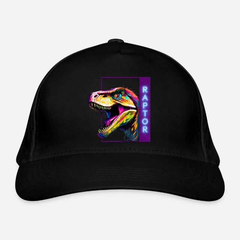 Neon Raptor - Multicolored Velociraptor Artwork Organic Baseball Cap