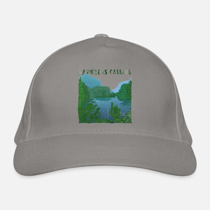 Nature is calling River Landscape Burlap Effect Organic Baseball Cap