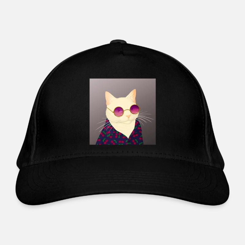 Cherry Cupcake - White cat dressed in kawaii style Organic Baseball Cap