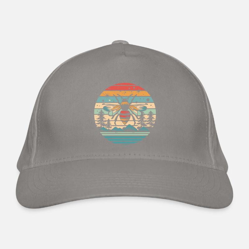 Retro Sunset Bee Organic Baseball Cap
