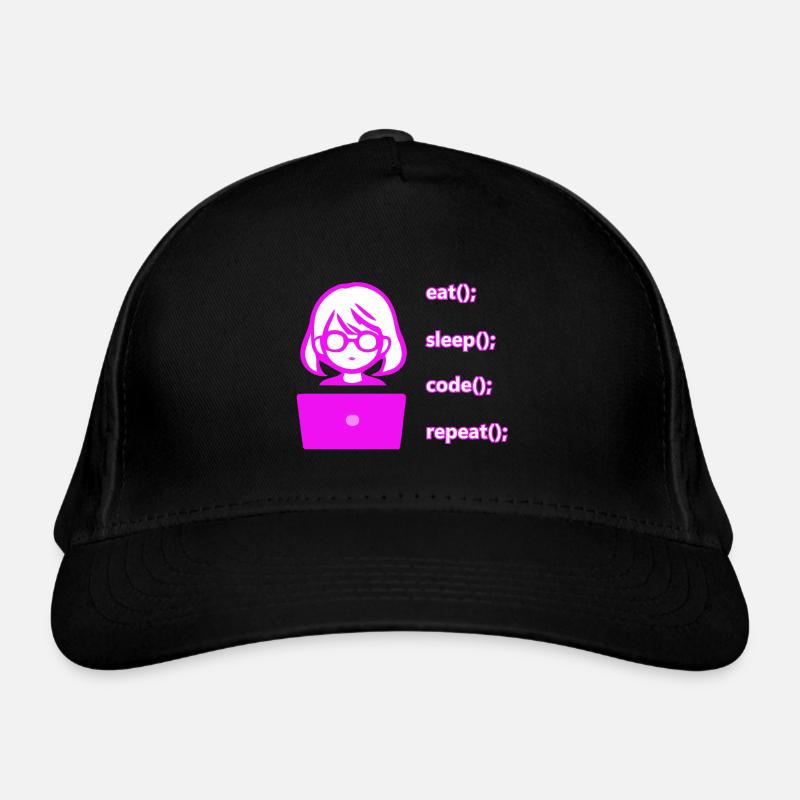 eat sleep code repeat woman computer Organic Baseball Cap